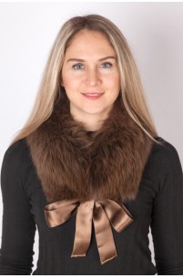 Brown fox fur collar-neck warmer